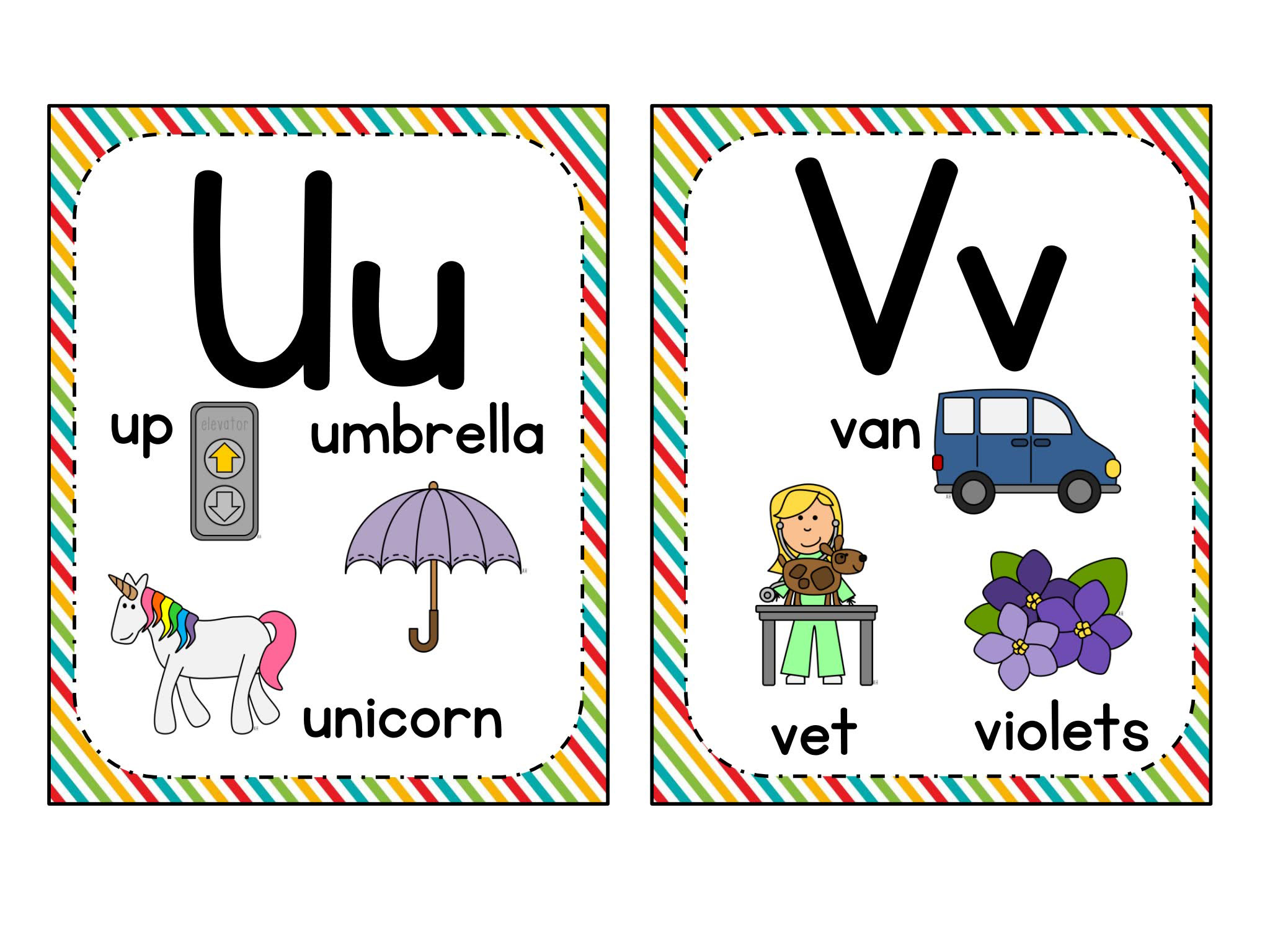 《2套精美英语闪卡环创墙贴》孩子字母单词启蒙必备教材