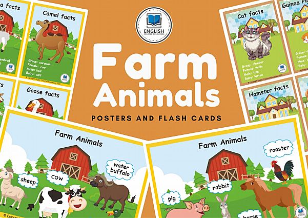 《Farm animals农场动物》精美主题英文闪卡PDF