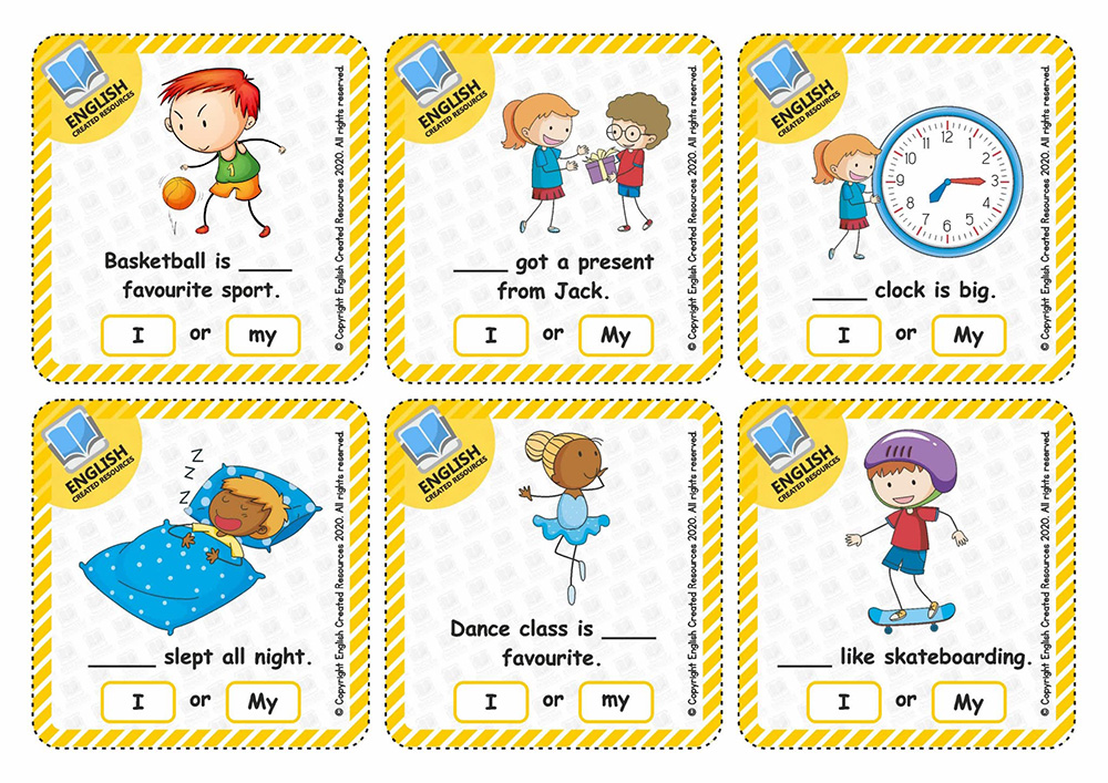 《I or My Task Cards》初级语法闪卡海报英语启蒙必备PDF