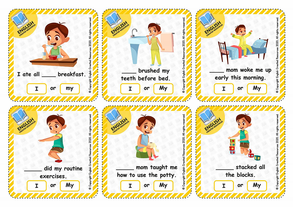 《I or My Task Cards》初级语法闪卡海报英语启蒙必备PDF