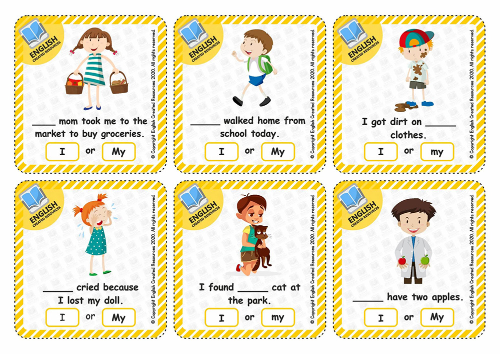 《I or My Task Cards》初级语法闪卡海报英语启蒙必备PDF