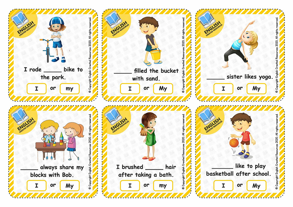 《I or My Task Cards》初级语法闪卡海报英语启蒙必备PDF