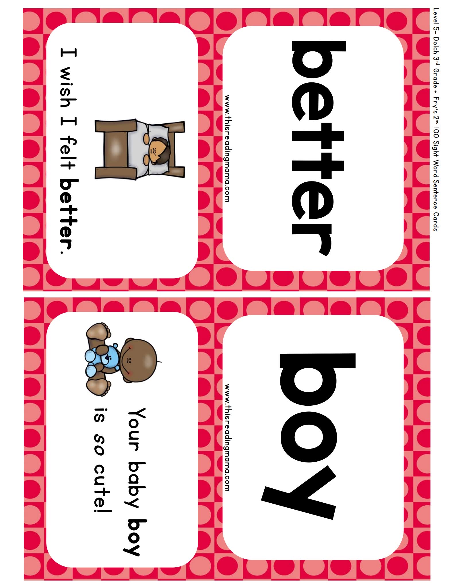 Sight Word Sentence Cards