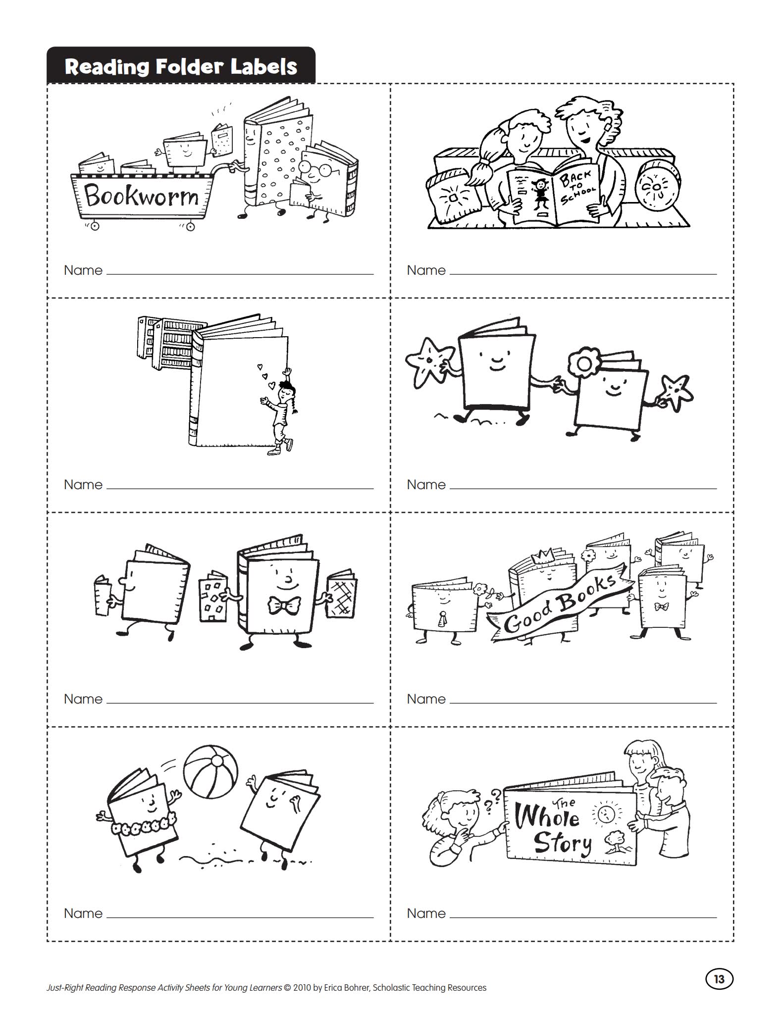 《Reading Response Activity Sheets》英文阅读报告活动表PDF