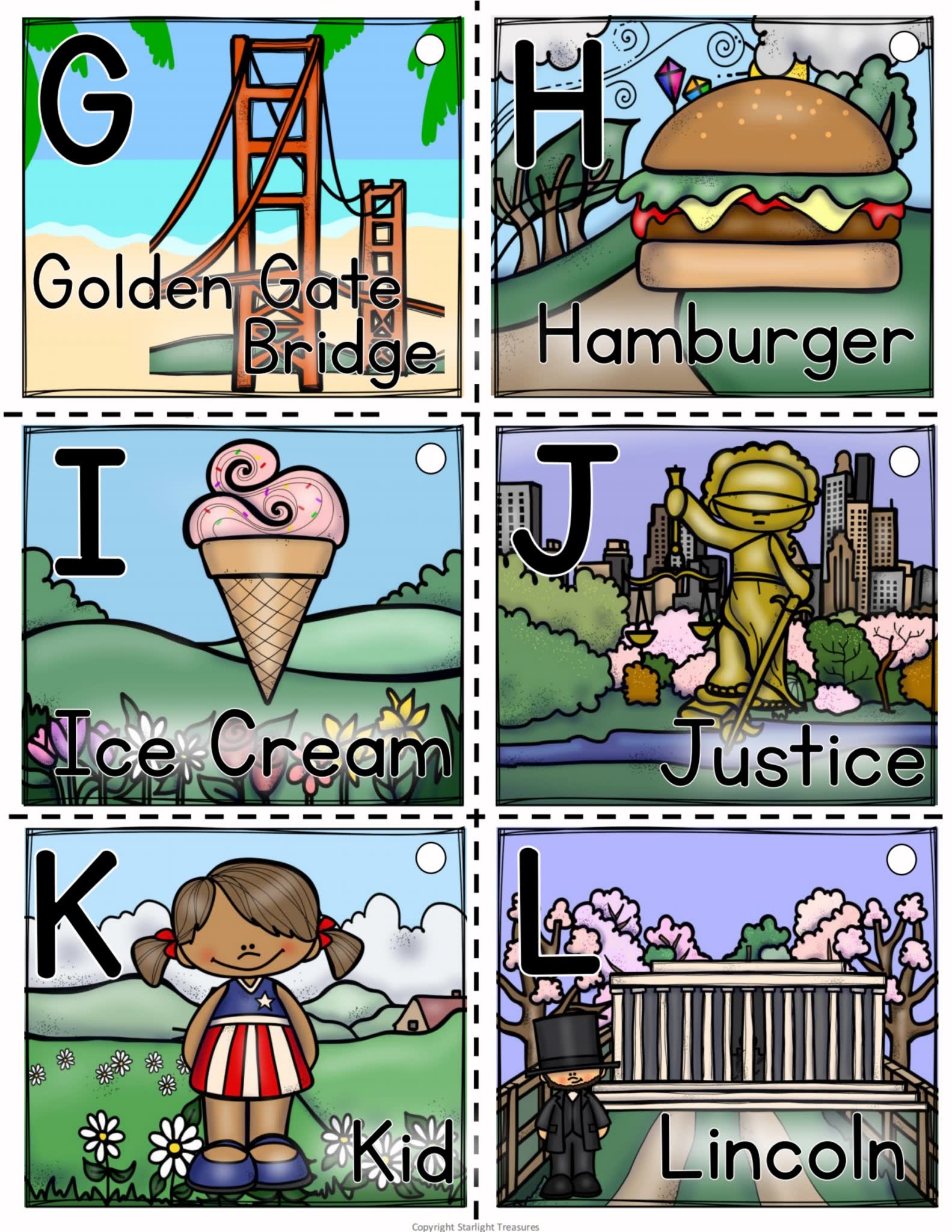 《三册字母单词海报》彩色环创黑白涂色英文闪卡PDF