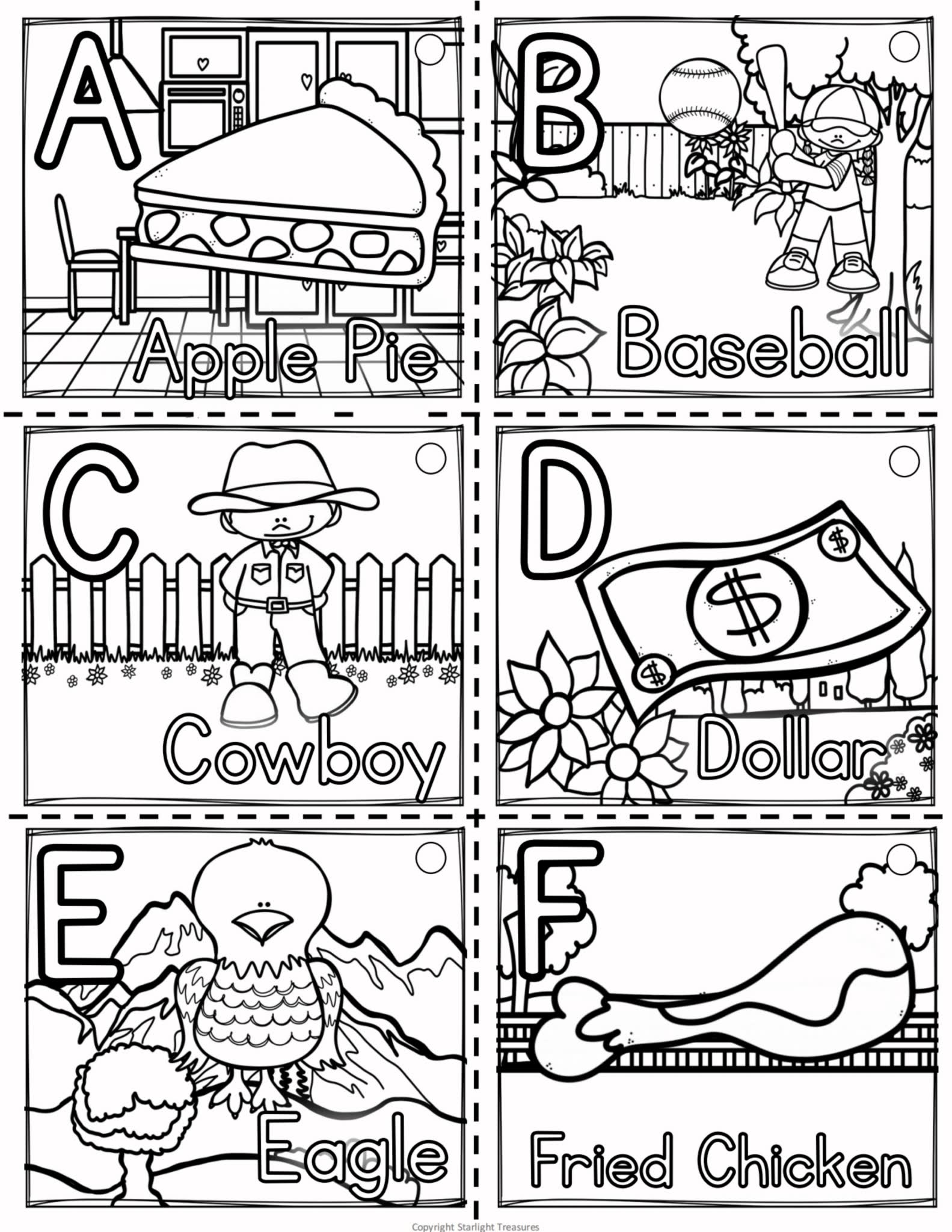 《三册字母单词海报》彩色环创黑白涂色英文闪卡PDF