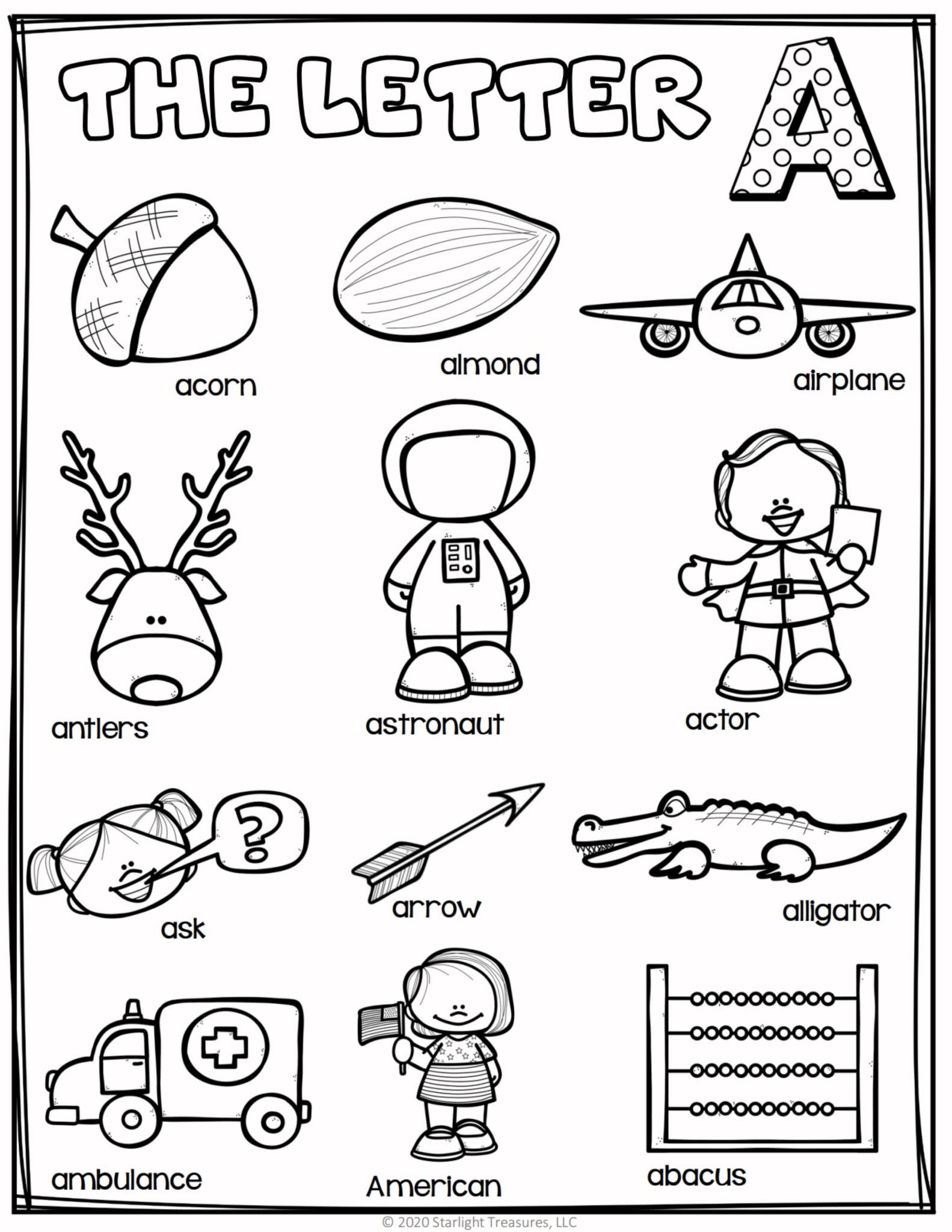 《三册字母单词海报》彩色环创黑白涂色英文闪卡PDF