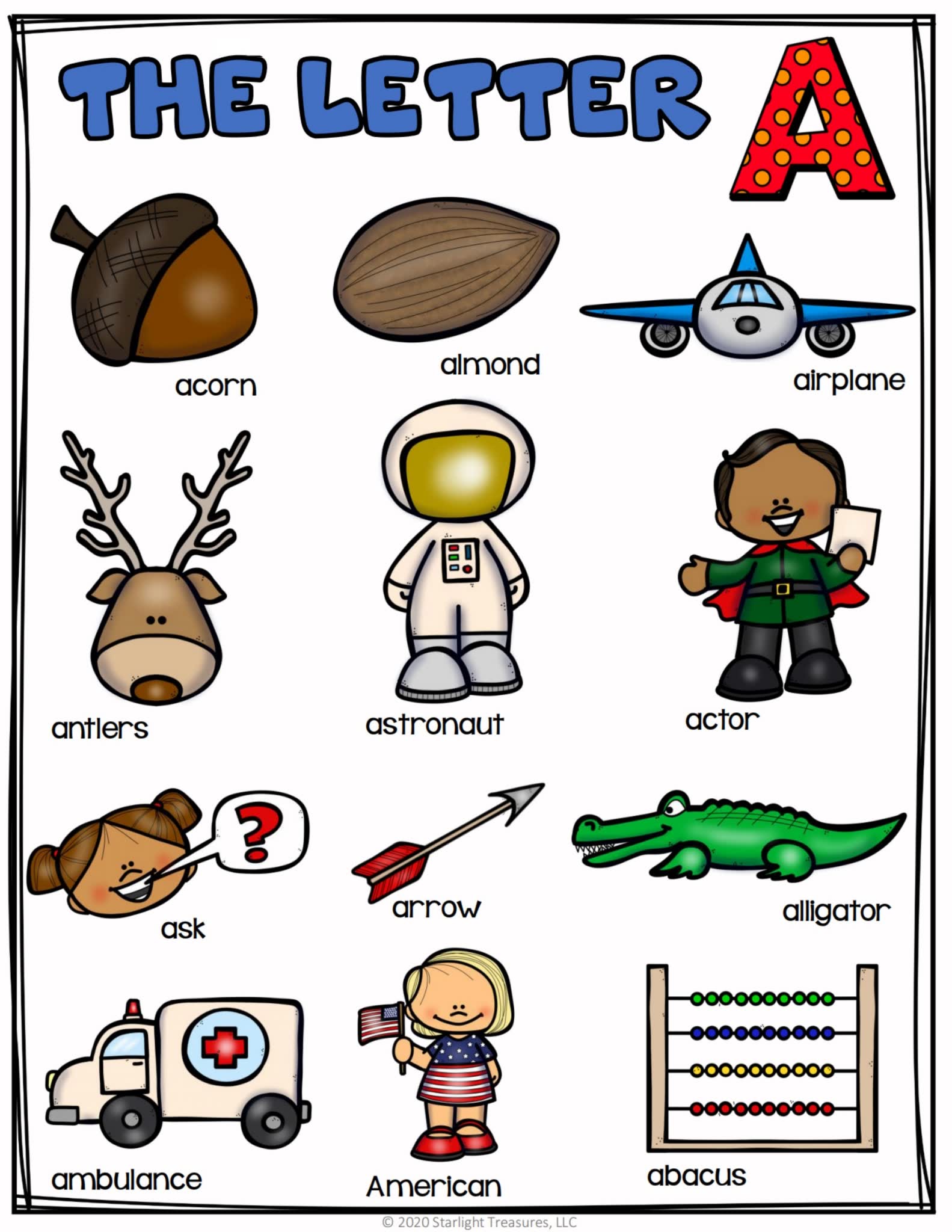 《三册字母单词海报》彩色环创黑白涂色英文闪卡PDF