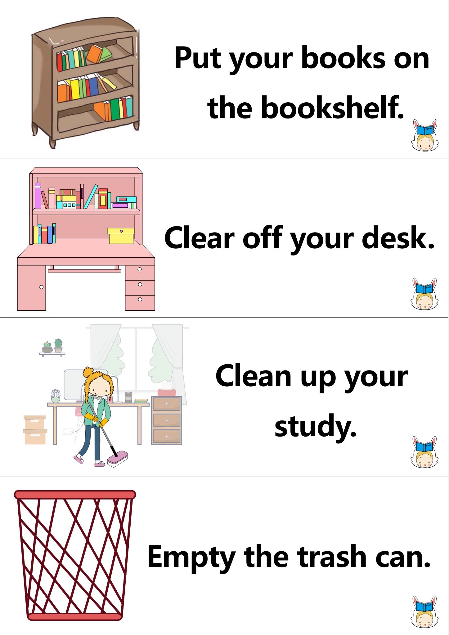 《家庭日常口语墙卡100句》场景英语句子对话练习卡片