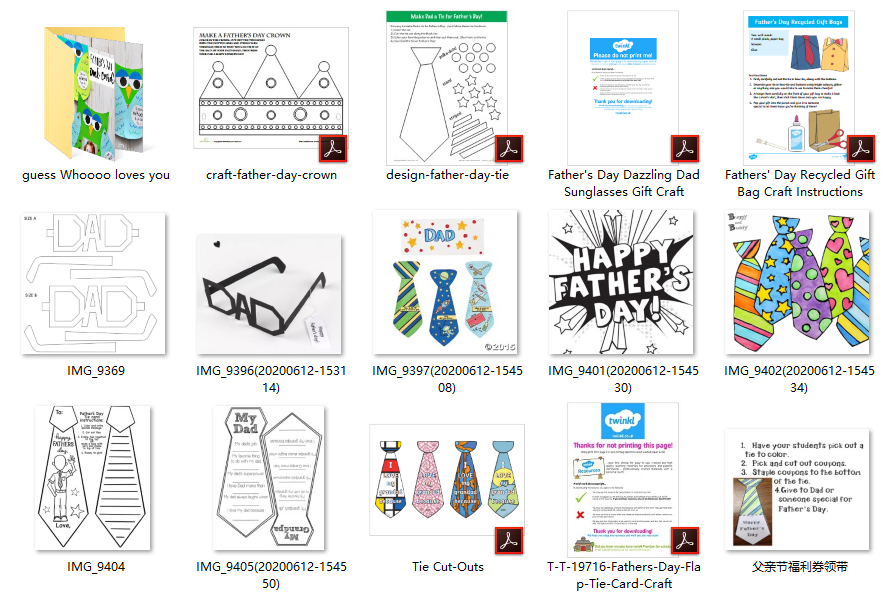 《父亲节英文资源包》动画儿歌闪卡涂色手工练习册