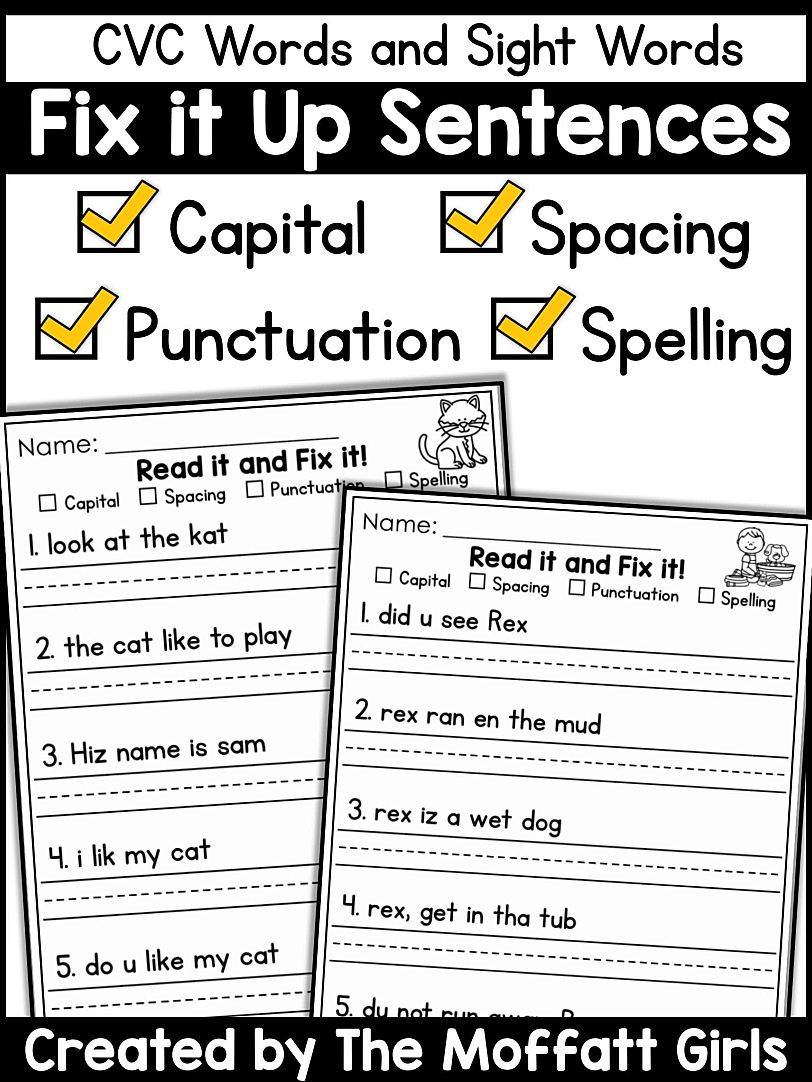 英文句子改错作业纸~Fix it Up Sentences The Bundle