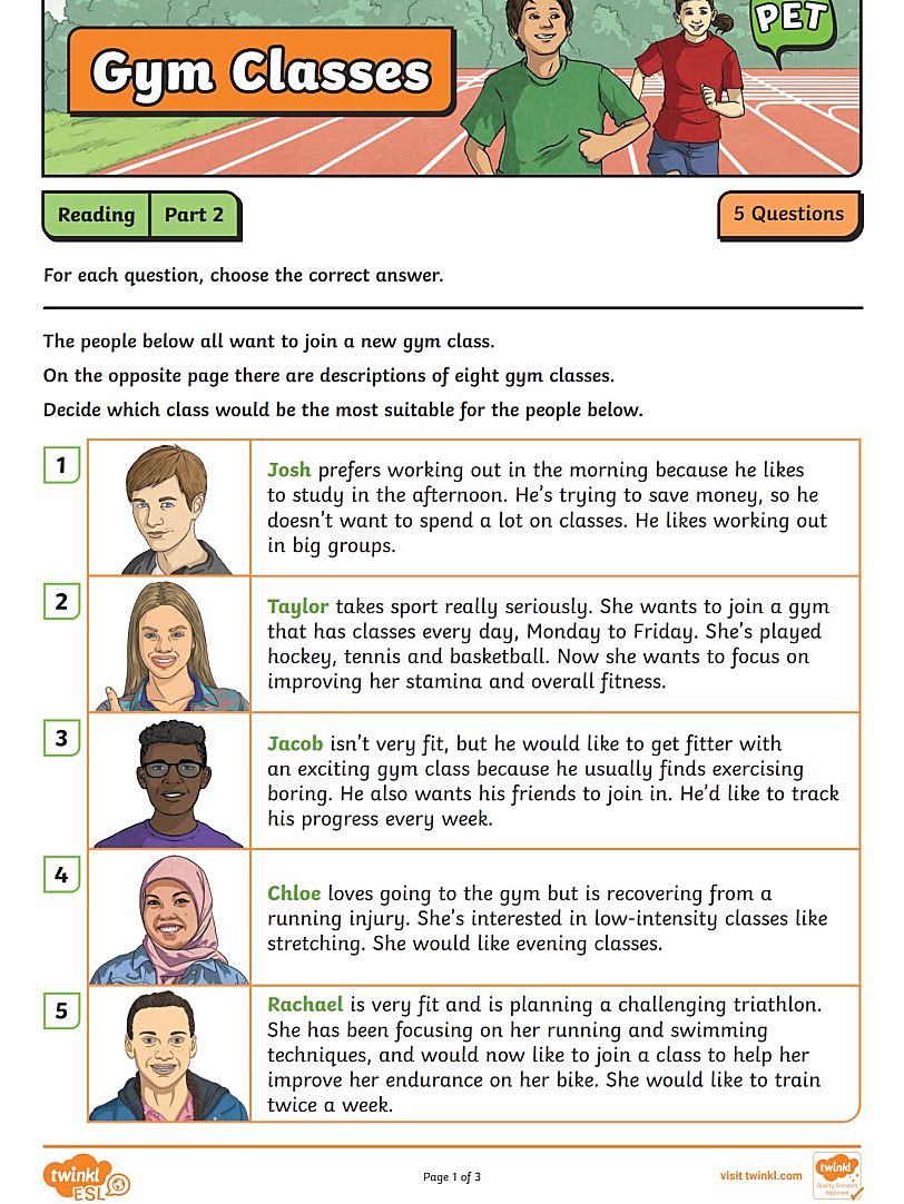 Twinkl 2024年PET备考精选练习题集