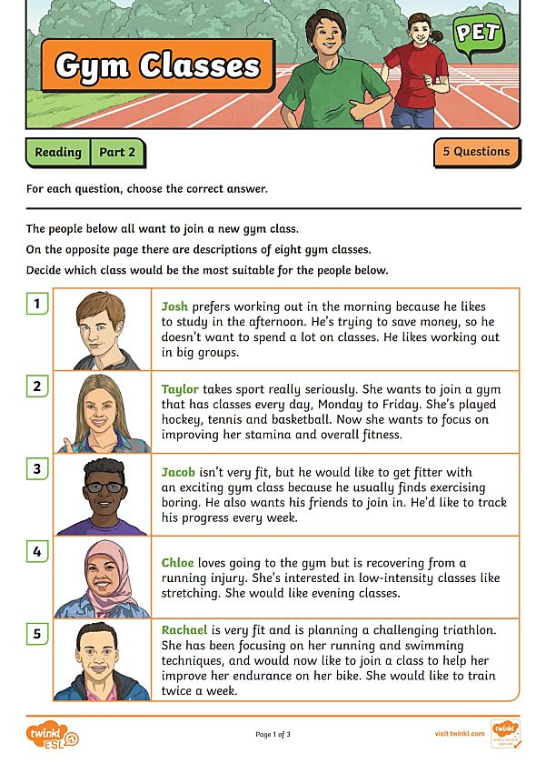 Twinkl 2024年PET备考精选练习题集