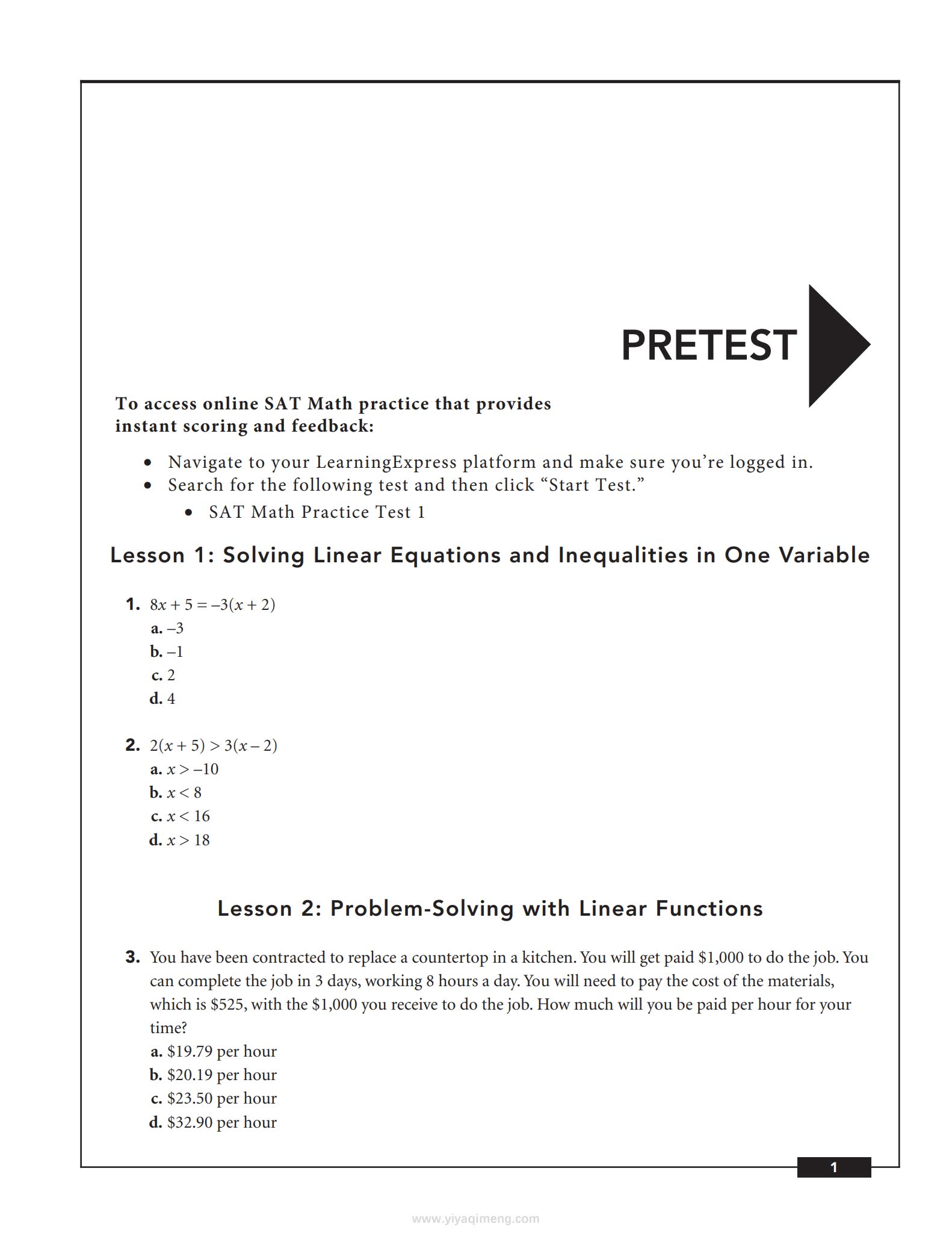 SAT Math Success in 20 Minutes a DaySAT数学成功20分钟