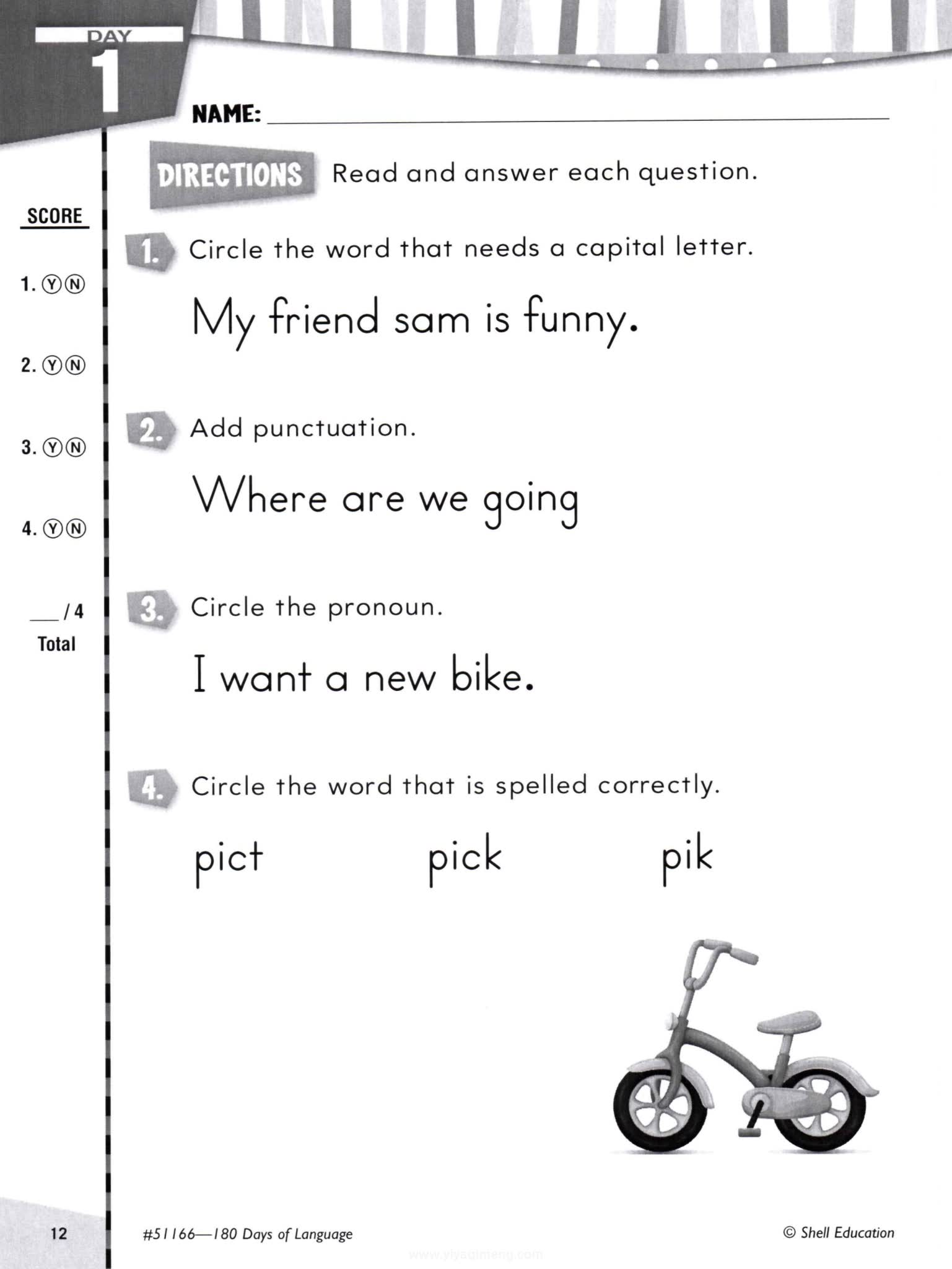180 Days of Language 美国小学语言练习册