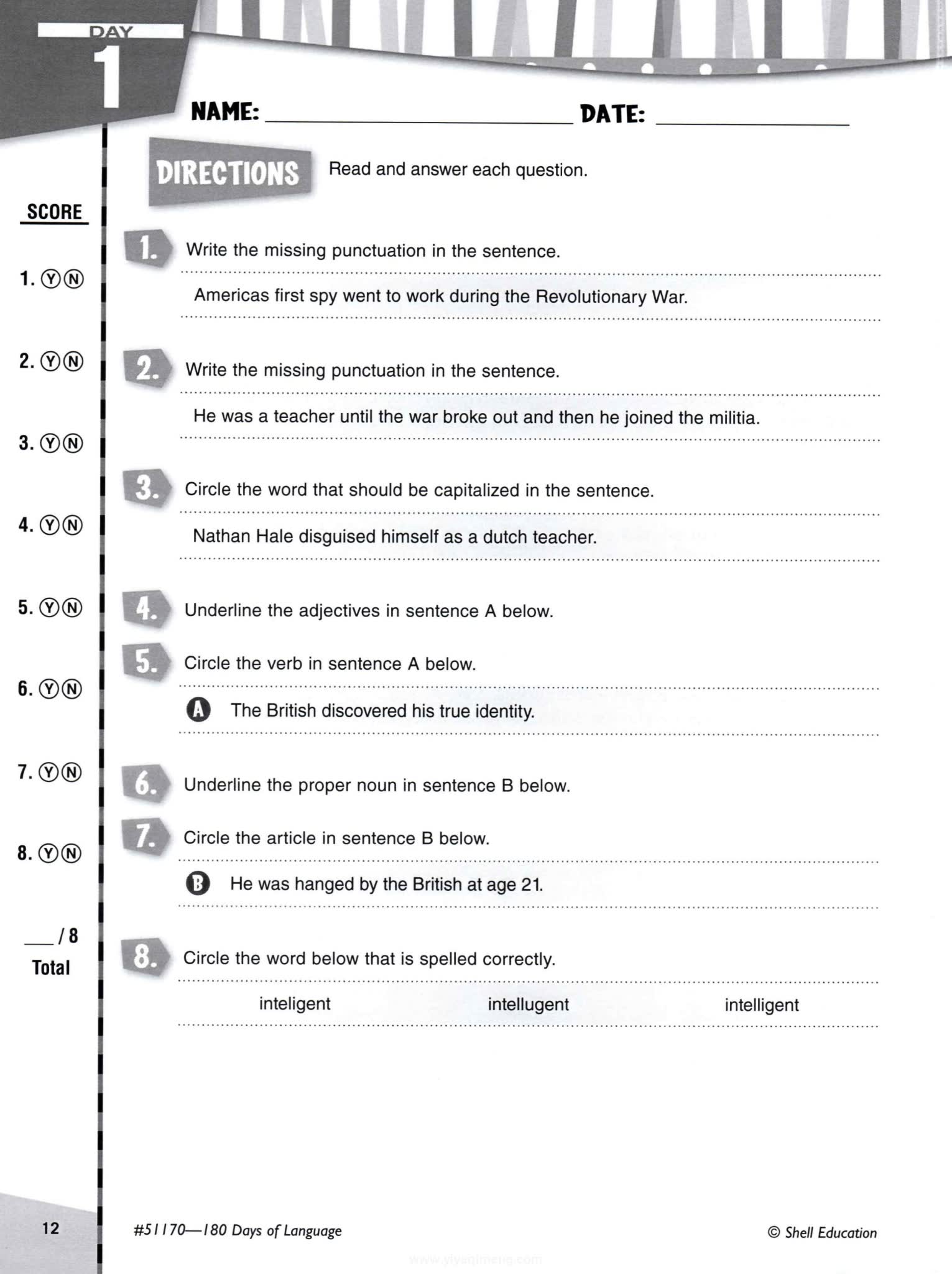 180 Days of Language 美国小学语言练习册