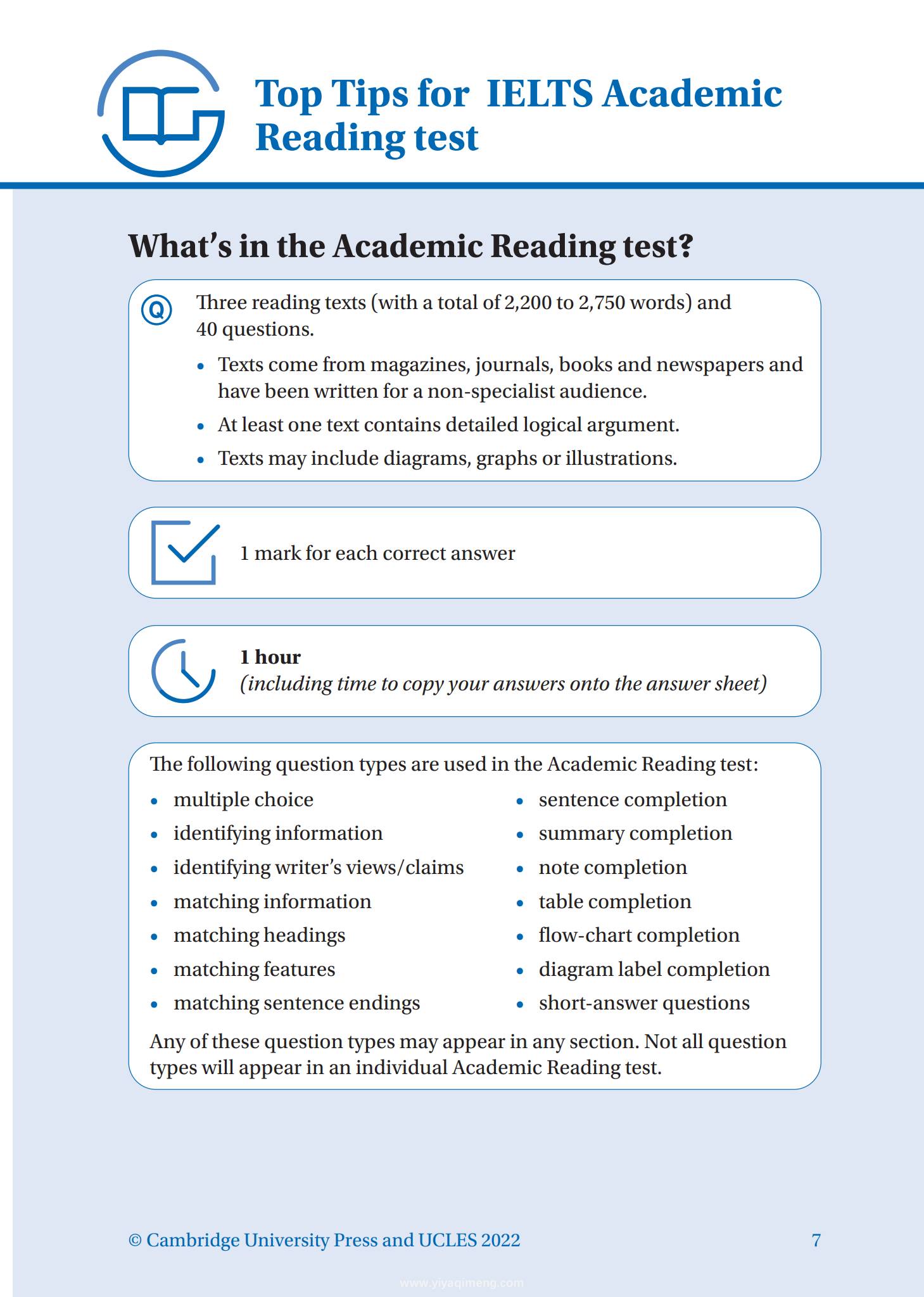Cambridge Top Tips for IELTS：官方考官写的雅思备考小册子