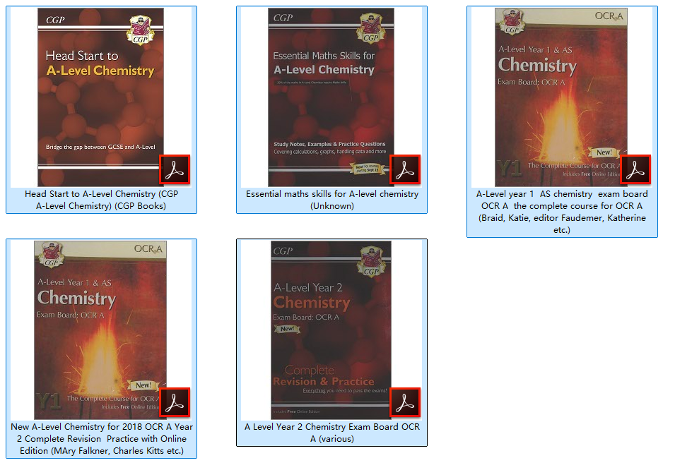 CGP A-Level Chemistry(OCR A)电子版:3本课本+复习册完整套装 PDF 下载