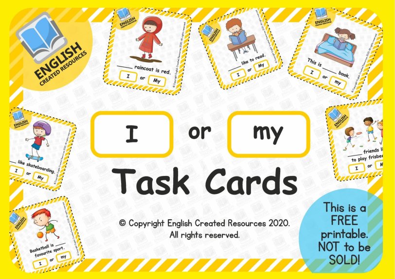 《I or My Task Cards》初级语法闪卡海报英语启蒙必备PDF