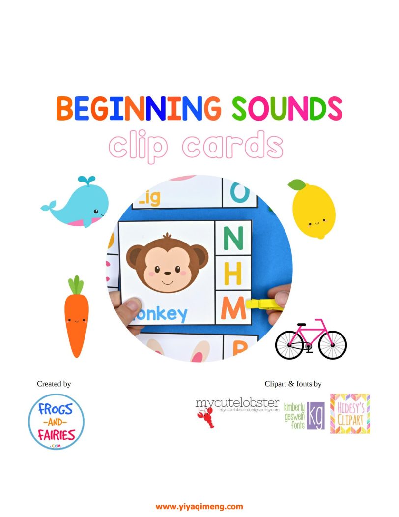 猜英文首字母闪卡 Beginning Sounds Clip Cards