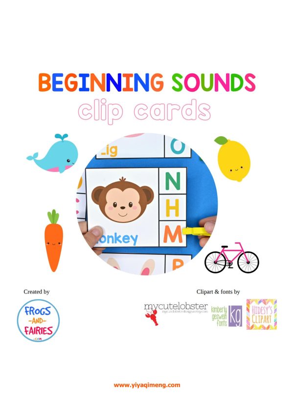 猜英文首字母闪卡 Beginning Sounds Clip Cards